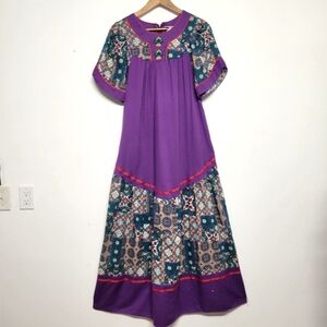 Liberty House Shan Ying Vintage Vibrant Purple and Multicolor Paisley Maxi Dress